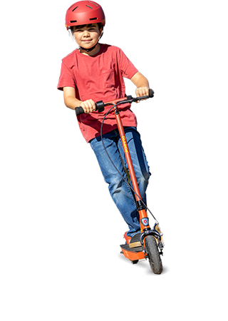 Kid on Razor Electric Scooter