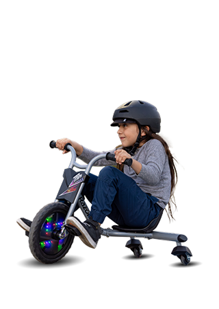 Kid riding RipRider 360 lightshow