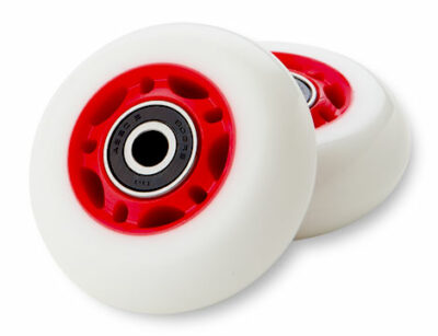 White and red replacement ripstick wheels